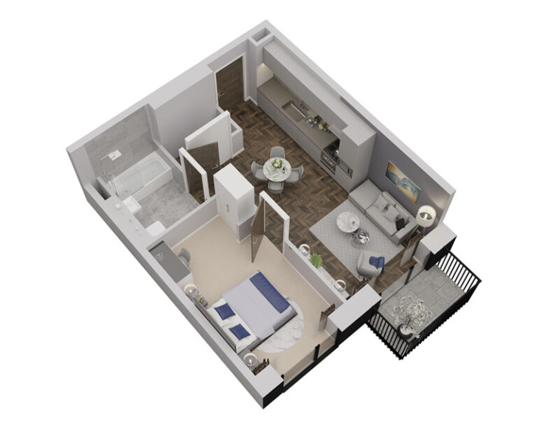 West 1-bed Manhattan Floorplan